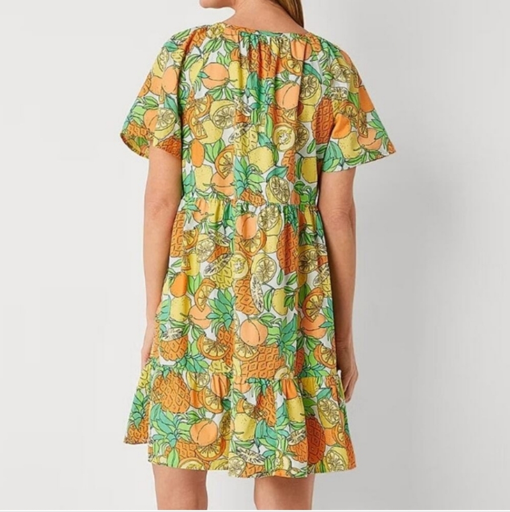 Peyton & Parker Tropical Fruit Print Short Dress Size Medium - Picture 2 of 8